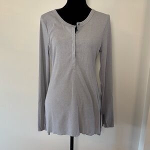 Free People Nightgown Women’s Large Intimately Long Sleeve Grey Ribbed Slits